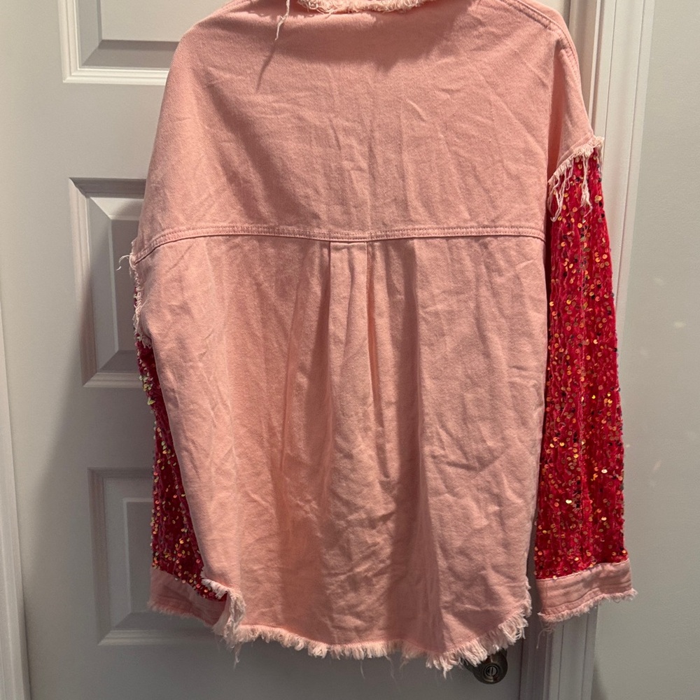 Nili Lotan Pink & Red Embellished Jean Jacket - Picture 8 of 8